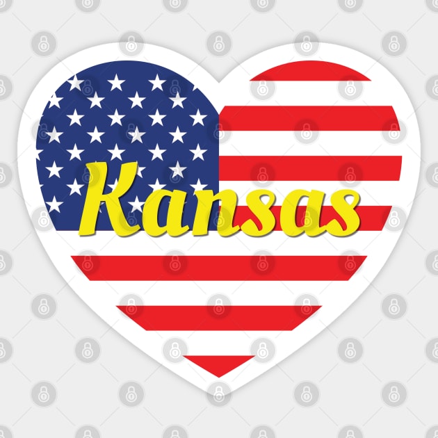 Kansas American Flag Heart Sticker by DPattonPD